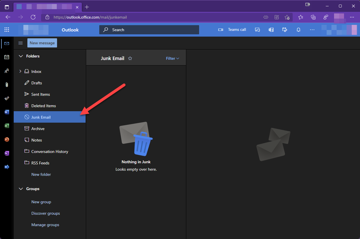 Office 365 - Junk Email Folder