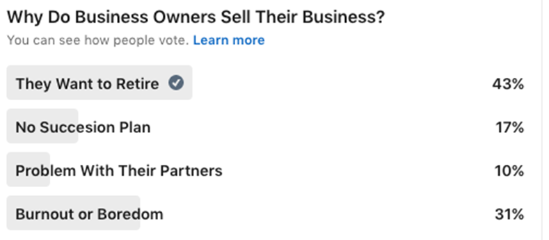 Poll - why do business owners sell their business
